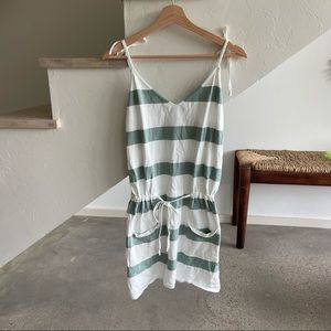 Wishlist Women’s White Striped Spaghetti Strap Beach Dress Medium